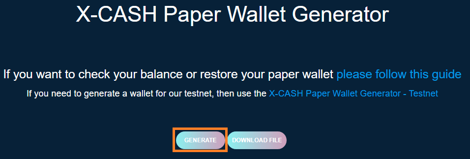 x-cash paper wallet