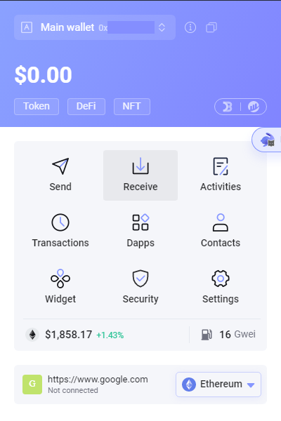 Rabby Wallet interface